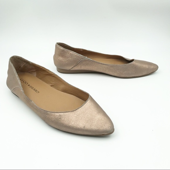 LUCKY BRAND Bylando Rose Gold Pointed Toe Flats Shoes - Picture 1 of 13